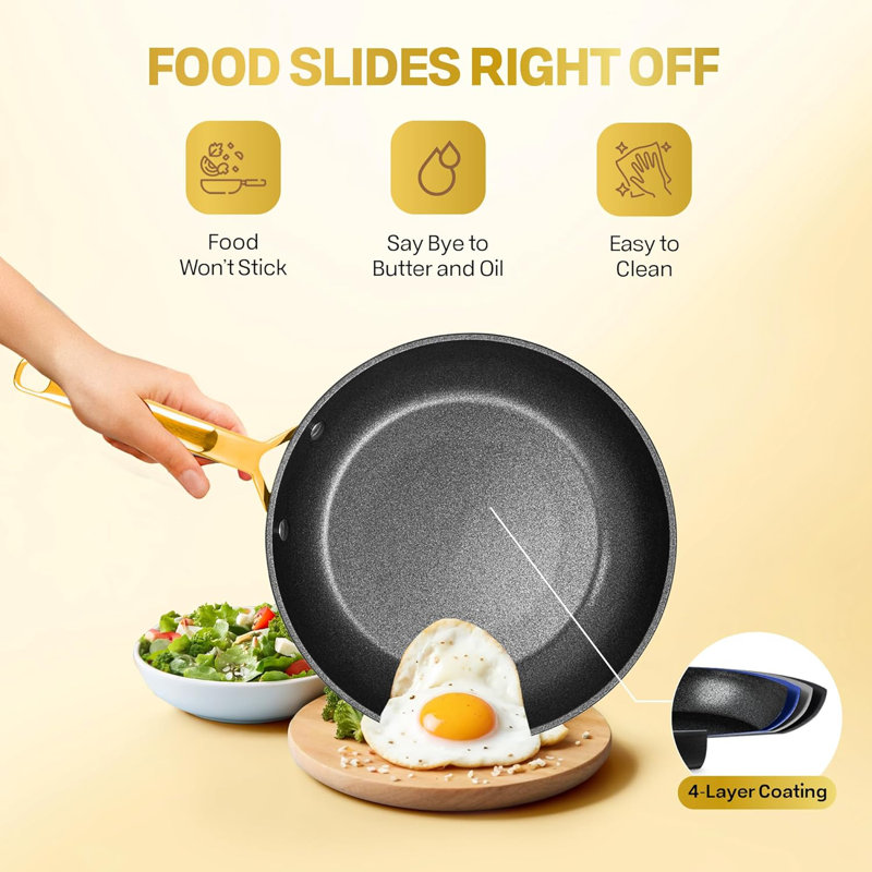 Granitestone Armour Max Gold 14 Piece Nonstick Hard Anodized Cookware Set With Utensils