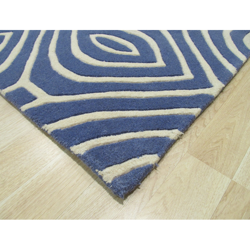 Tapis bleu en laine touffeté à la main Corrigan, Rond 6 pi