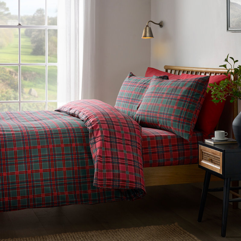 Tartan Check Reversible Duvet Cover Set, Double