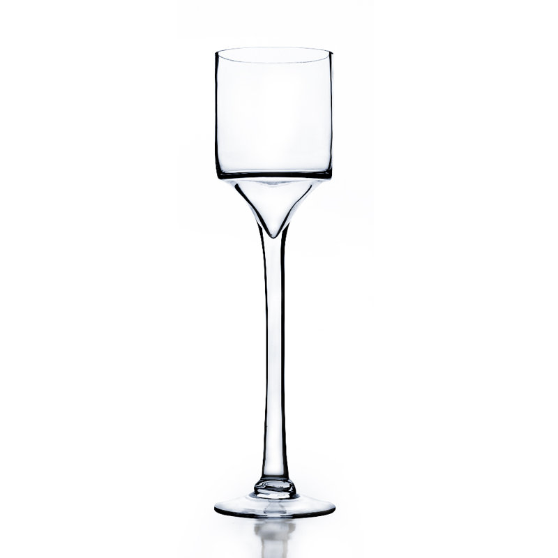 Vase en verre porte-bougie surélevé, H 18 po x l 5 po x P 5 po