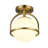 1-Light Gold Finish Flush Mount Ceiling Light with Frosted Glass Shade