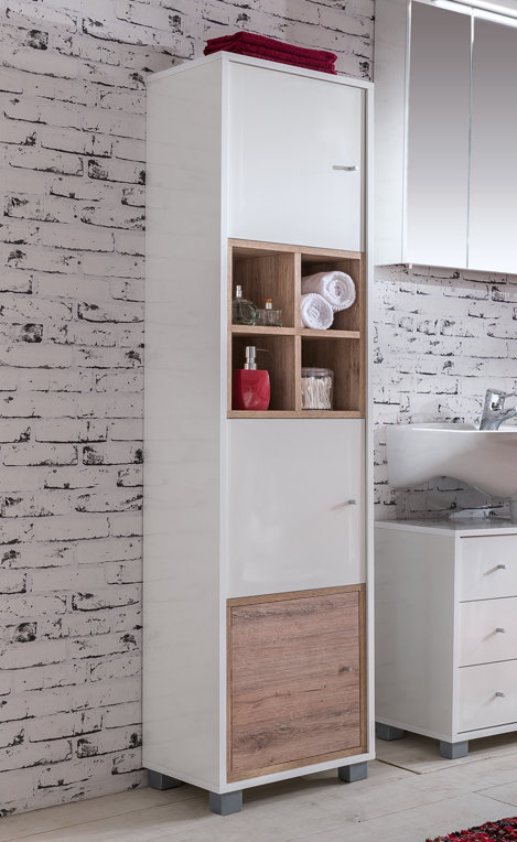Korpio Bathroom Cabinet, Matte White/Wild Oak