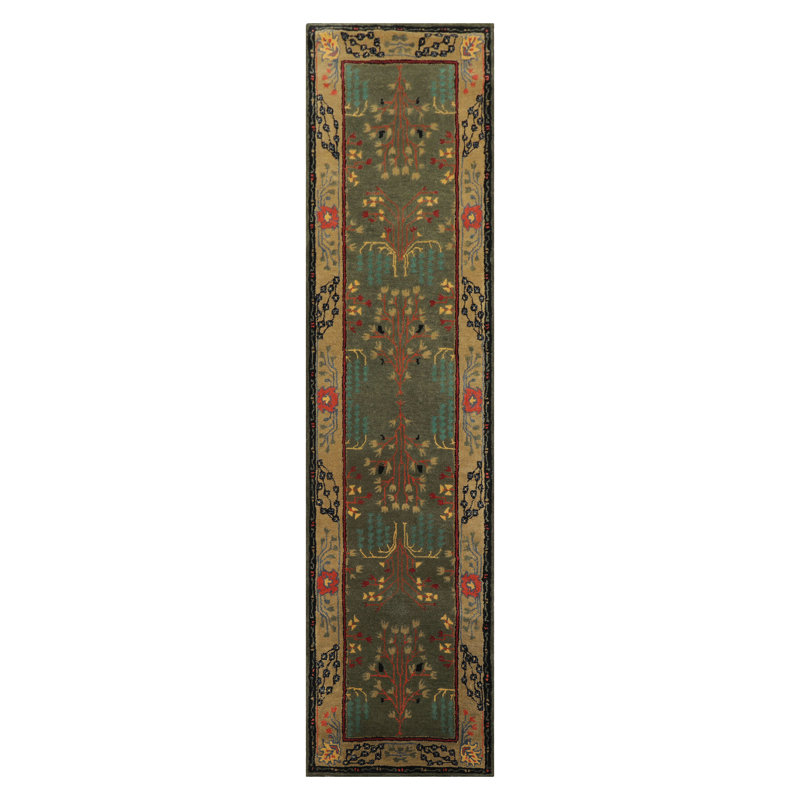 Rectangle Pavol Oriental Handmade Tufted Wool Area Rug, Runner 2'6"  x 24'