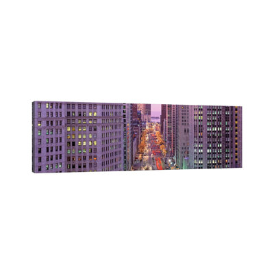 Aerial View of an Urban Street, Michigan Avenue, Chicago, Illinois, USA 1 Piece Wrapped Canvas Panoramic Wall Art