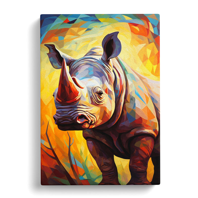 Rhino Cubism - No Frame Print, 60cm H x 40cm W x 3cm D