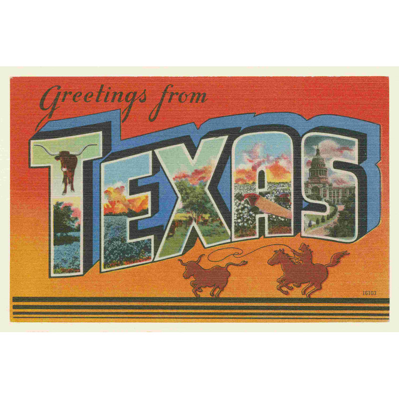 Greetings From Texas V2, Toile tendue, Non, H 8 po x l 12 po