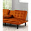 Futon orange contemporain de style avec capitonnage à biscuits, chargeurs de climatiseurs, table rabattable et facilité de lit, l 71,5 po x P 35,5 po, H 32 po encastré, conception convertible,