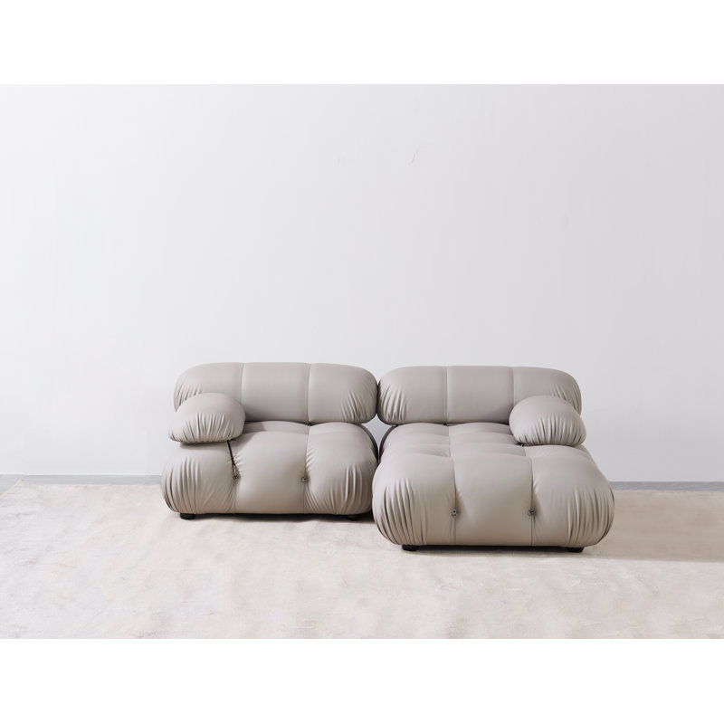 Howliet Upholstered L-Shaped Sectional Reversible, Gray Faux Leather