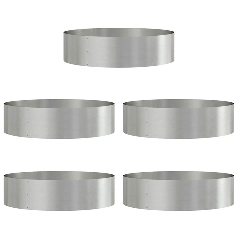 Garden Planters 5 Pcs Silver 20 Cm Stainless Steel, 20cmH x 80cmW x 80cmD