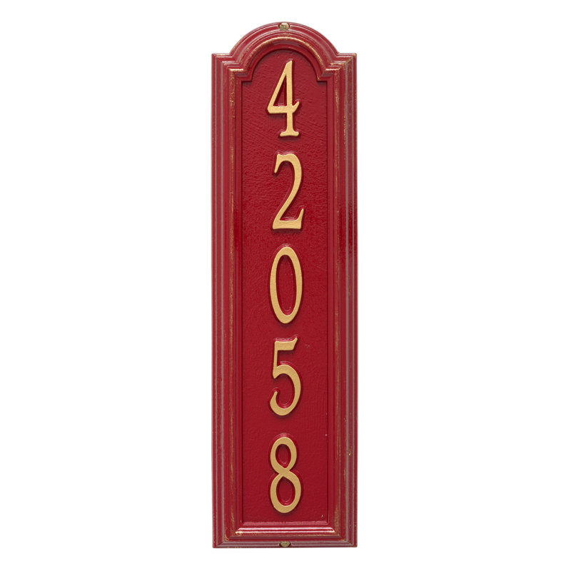 Plaque d'adresse murale personnalisée Manchester, Oui, Rouge / doré