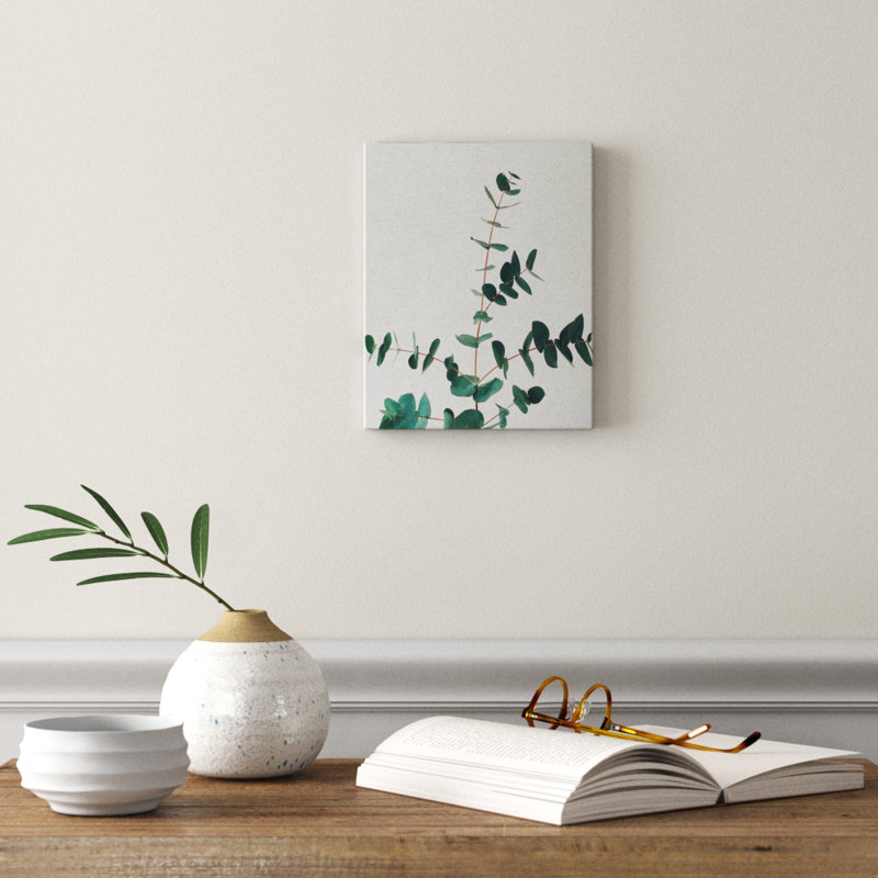 L'eucalyptus - impression d'art graphique, H 10 po x l 8 po x P 2 po, Toile tendue, Pas de tapis