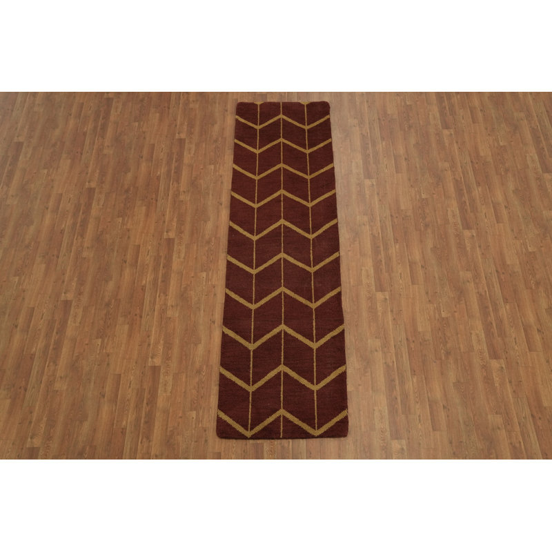 Stylish Chevron Rust Runner Rug 3x9