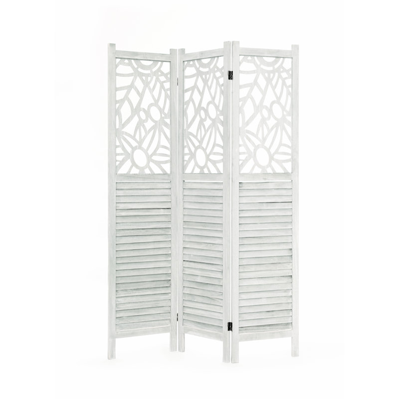 Motley 120cm W x 170cm H 3 - Panel Folding Room Divider, White