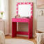 Bureau de coiffeuse avec miroir et lumières, coiffeuse avec grand tiroir, commode de rangement à 1 niveau et 3 modes d'éclairage à luminosité réglable, convient à la chambre à coucher