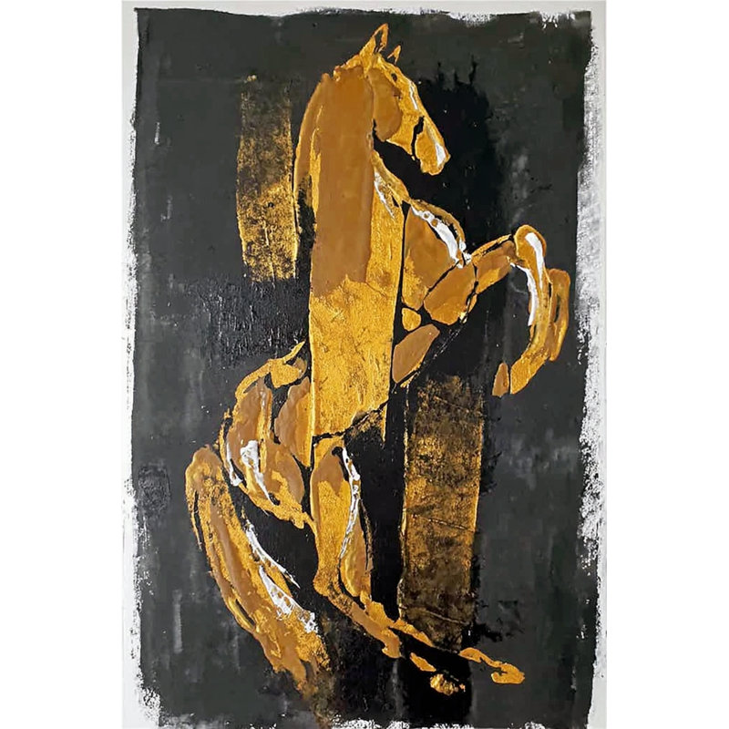 Gilded Rearing Two Wrapped Canvas Wall Art, 12"W x 16"H x 1"D