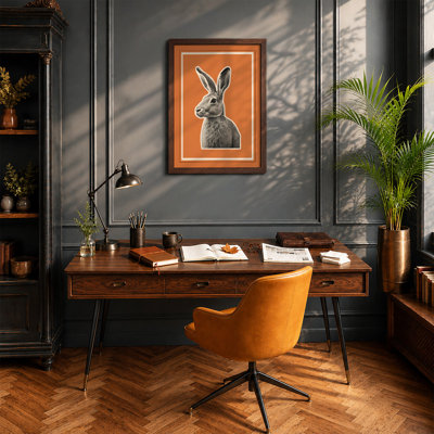Hare in Profile Rustic - Framed Print
