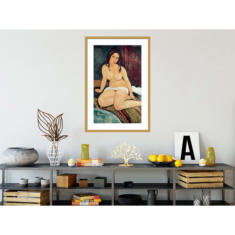 «Sived Nude» par Amedeo Modigliani - estampe numérique encadrée, H 41,5 po x l 28,3 po