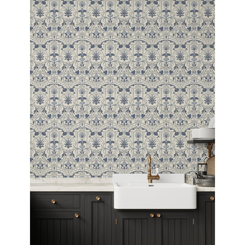 Rouleau de papier peint géométrique yukada Osada, Bleus