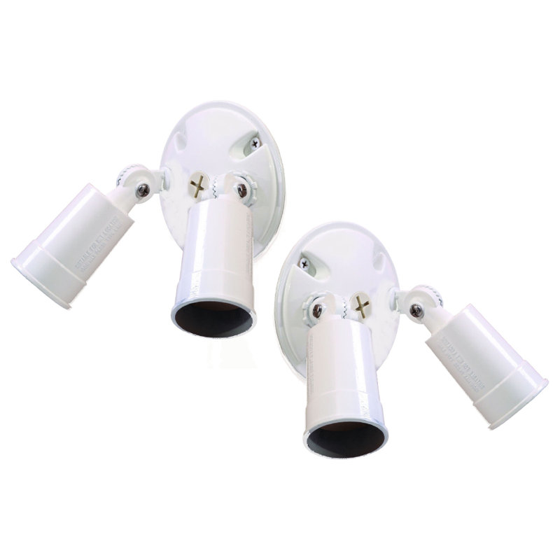2 Pack Of Polycarbonate Adjustable 2-Light Floodlight In Gloss White
