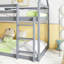 Lit superposé simple au-dessus de la maison en gris, fabriqué en bois d'hévéa, et garde-corps en bois robuste