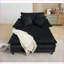 Chaise longue, canapé-lit réglable à 4 vitesses de 54,75 po avec 2 coussins | Velours côtelé | Noir | Cadre en bois massif-881860129