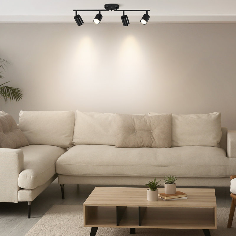 Matte Black Adjustable 4-Light Track Fixture with LED Bulbs