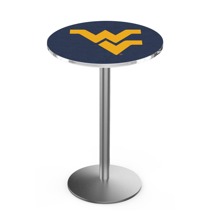 Round Metal Base Dining Table, Stainless Steel, West Virginia University