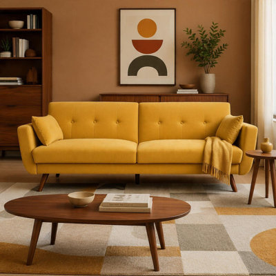 Oslo Gold Velvet 3 Seater Sofa Bed