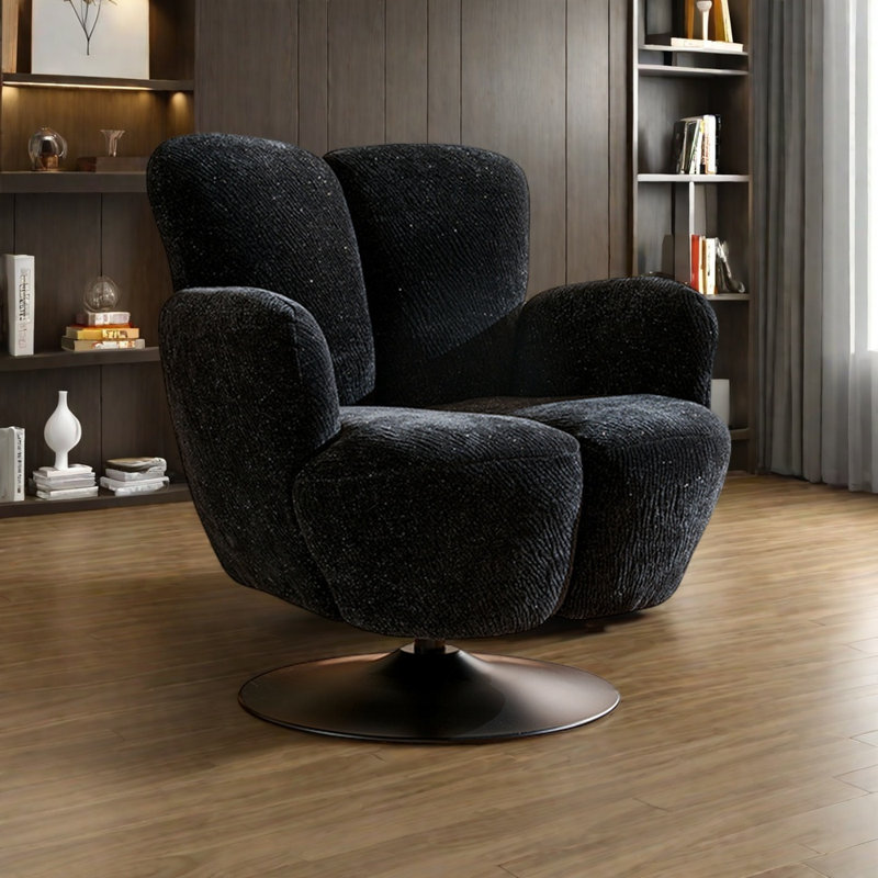 A 360° rotating U-shaped lounge chair, Black Chenille