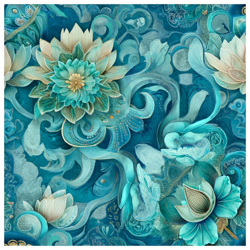 Tapisserie murale florale - Art mural, 50in H x60in W with 4 Grommets