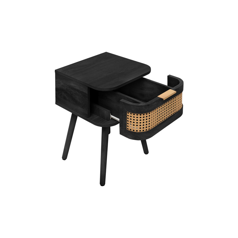Amanni 1 Drawer Nightstand, Black