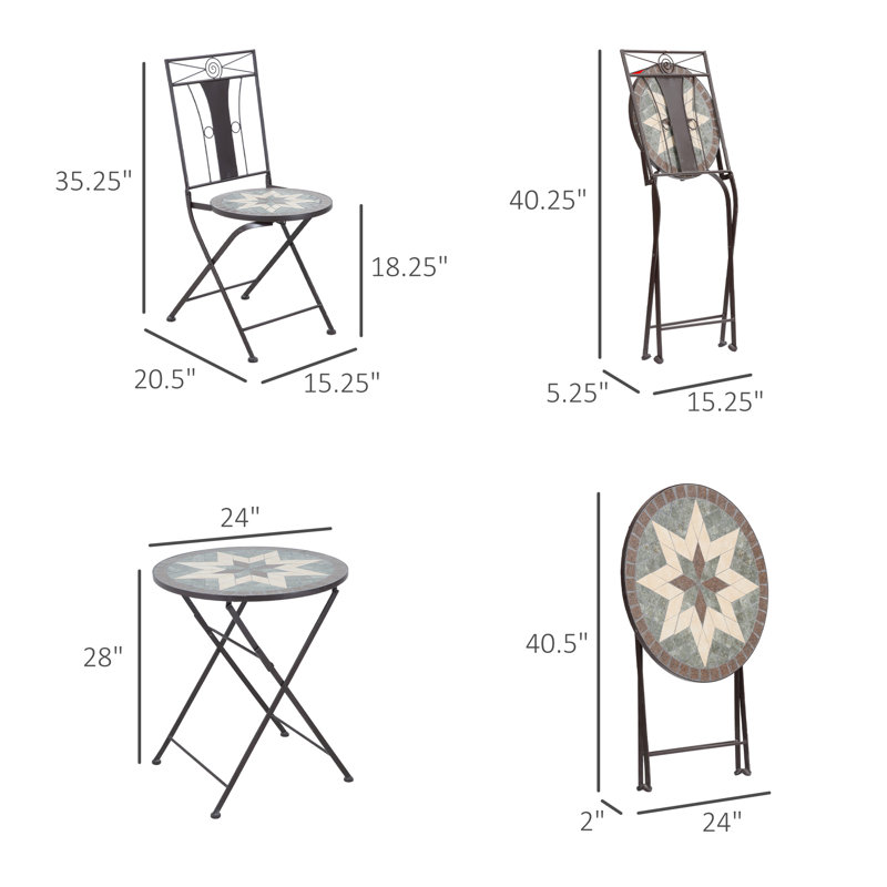 Octagonal 2 - Person 15.25'' Long Bistro Set