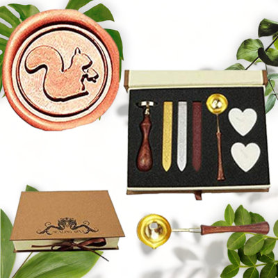 Squirrel Wax Seal Stamp Set with Melting Spoon and Wax Sticks