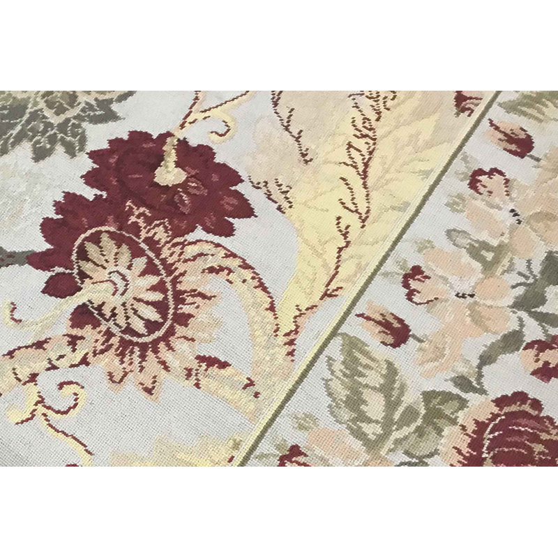 Hand-Knotted High-Quality Beige and Beige Area Rug