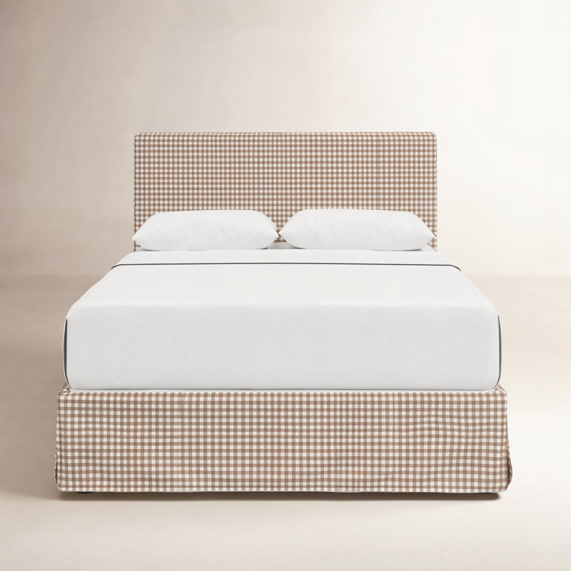 Lit tapissier Verona, Grand, Brun clair vichy classique