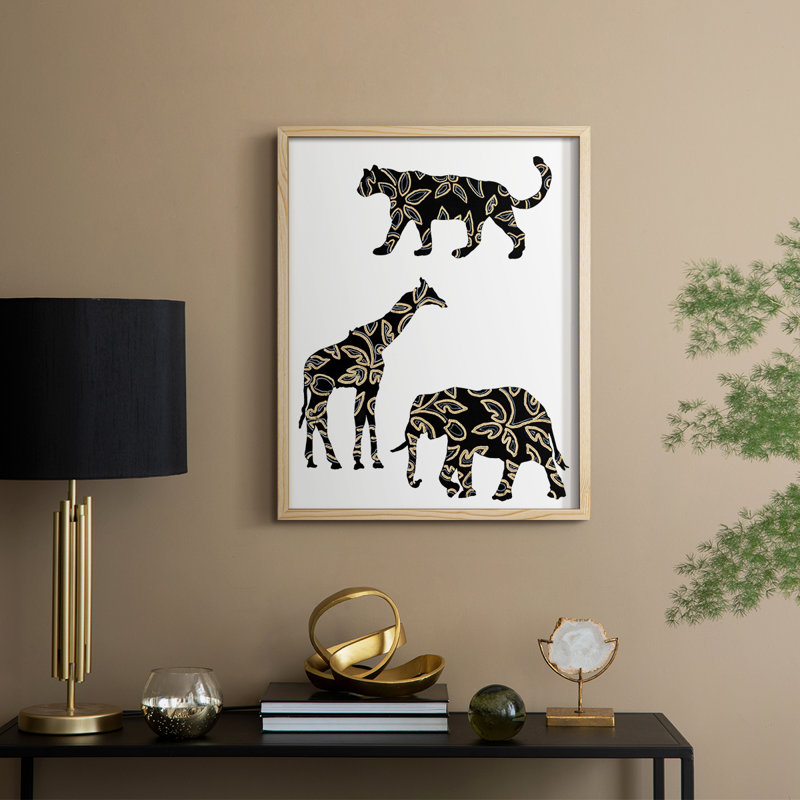 Reproduction encadrée d'animaux en safari ornementaux III, H 11 po x l 9 po