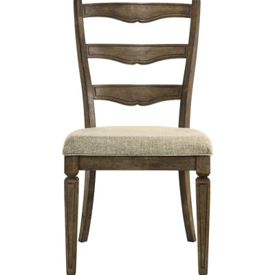 Chaises d'appoint en chêne avec dossier de 2 - Revêtement beige pour un repas confortable en bois traditionnel et charme de chambre en tissu