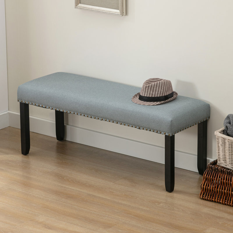 Syne Linen Upholstered Bench, Light Green