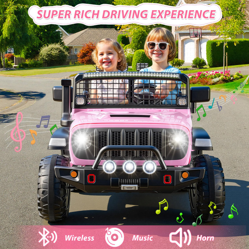 Voiture électrique 2 places 24V avec télécommande, Rose