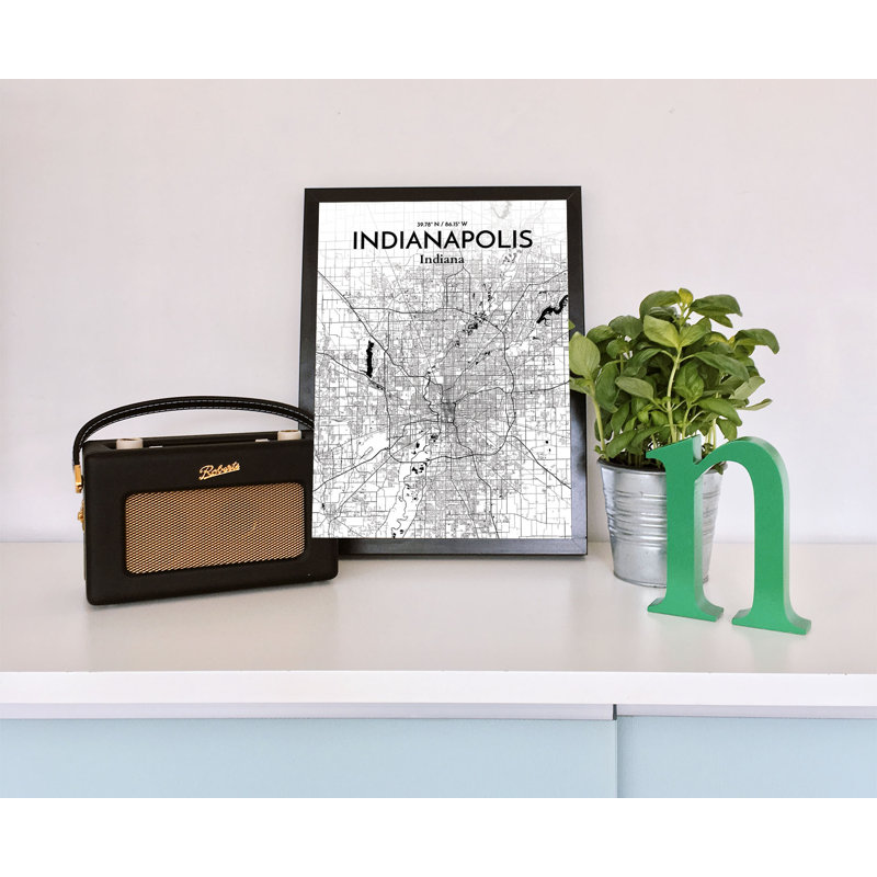 Indianapolis City Map - No Frame Print, 70cm H x 50cm W x 0.13cm D