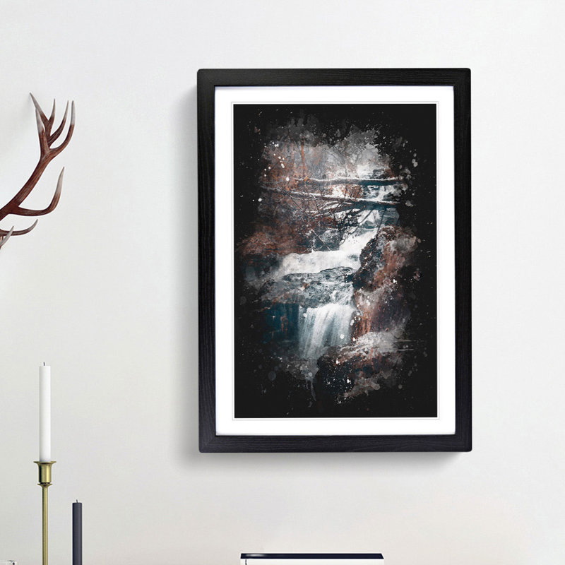 Forest In Norway - Single Picture Frame Painting on MDF, 63cm H x 45cm W x 2cm D, Black Framed