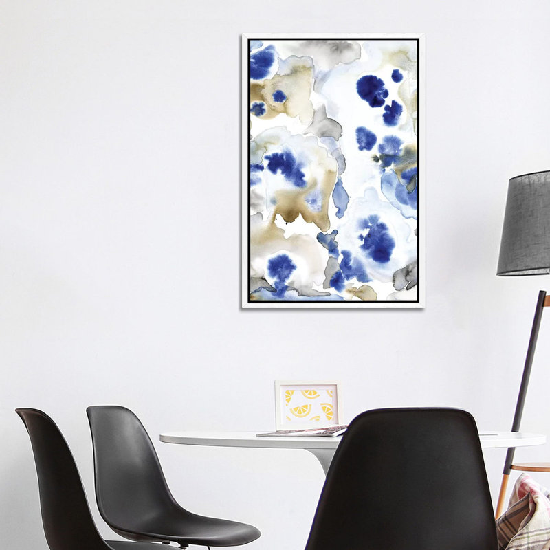 Blue Pansies II by Tim OToole - Gallery-Wrapped Canvas Giclée on Canvas, White Floater Framed, 101.6 cm H x 66.04 cm W