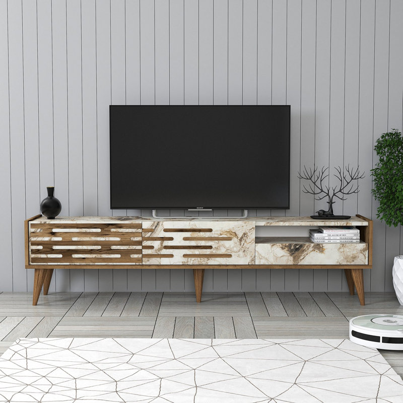 Keikei Unfinished TV Stand for TVs up to 60", Cream