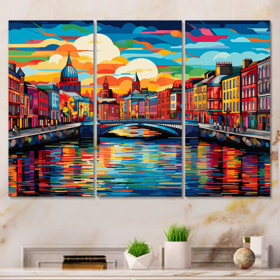 City Dublin Popart IV sur toile, 3 pièces