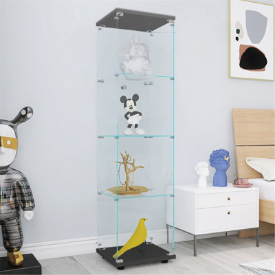 Stylish Glass Cabinet With Ample Shelving And A Single Door, Perfect For Display And Storage