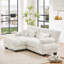 Canapé modulaire confortable en chenille pour le salon, avec coussins supplémentaires et repose-pieds convertible-683024823