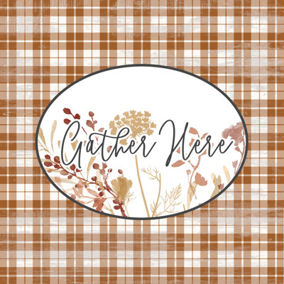 Harvest Gather Here Plaid - Wrapped Canvas Print