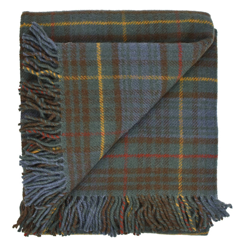 Jeté en laine highland Snio, Vert forêt antique Stewart