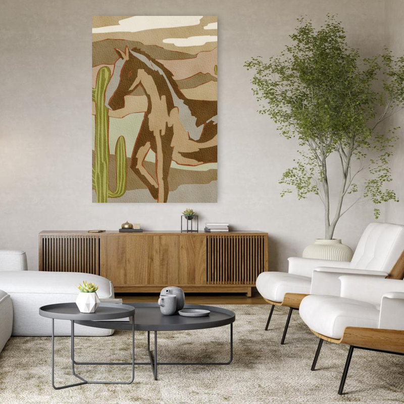 Art sauvage, paysage sauvage, cheval sauvage, cactus