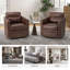 Fauteuil demi-tonneau pivotant en cuir véritable de 28,74 po de largeur avec garniture cloutée Alfonso-1348946774